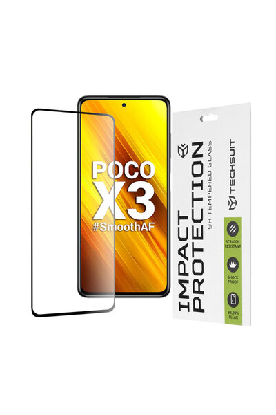 Techsuit Sticlă completă 111D cu adeziv complet pentru Xiaomi Poco X3, neagră