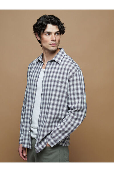 LC Waikiki Xside Black Regular Fit Long Sleeve Plaid Men's Shirt