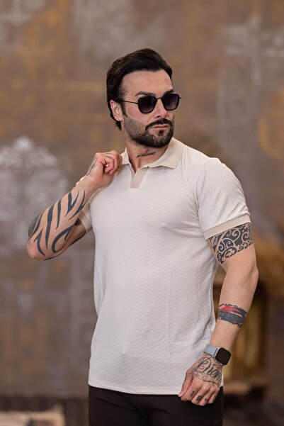 VALERİO MEN Knitwear Collar Diamond Pattern Tshirt