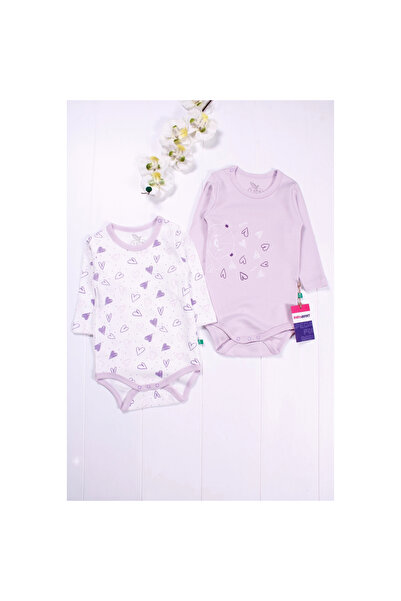 Narnuga Heart Patterned Long Sleeve 2-Piece Baby Girl Body Set