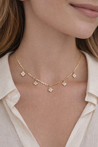 stainles steel Flora Çelik Zincir Kolye – Gold – Suya Dayanıklı – Kararma Yapmaz