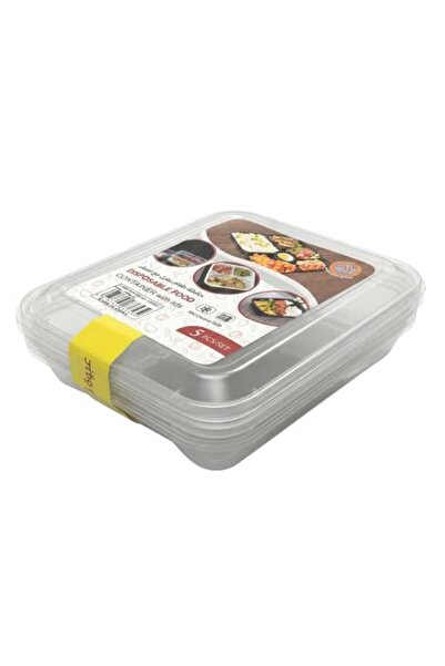 Generic أطباق ميكروويف شفافة مع غطاء بلاستيكي - 5 قطع × 1000 مل