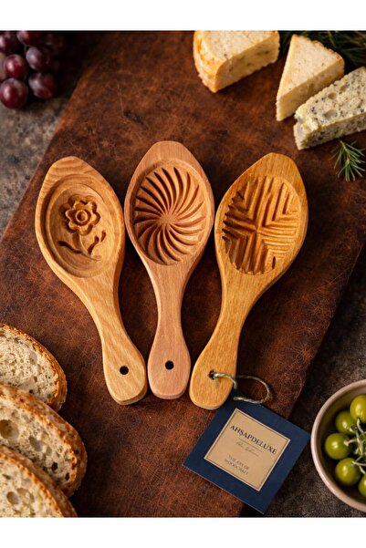 Ahşapdeluxe Kerebiç-Kömbe Kalıbı- Ahşap Üçlü Set-