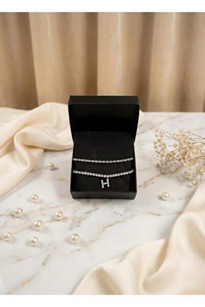 shopidik Sparkling Zircon Stone Lettered Waterway and Spiral Chain Bracelet S...