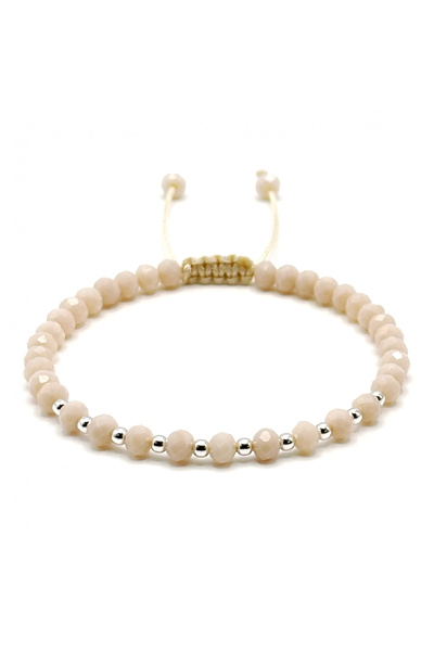 BIJUTERIA NEAGRA Brățară cu bile din argint 925 și cristale bej -