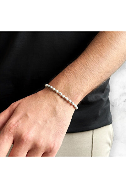 BIJUTERIA NEAGRA Brățară din argint 925 cu bile de howlit