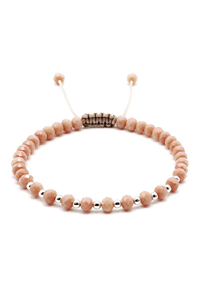 BIJUTERIA NEAGRA Brățară cu bile din argint 925 și cristale bej roz