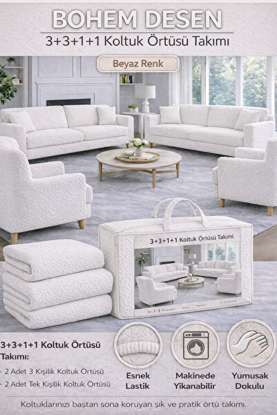 beyvetçe jakarlı bohem kumaş 3.3.1.1 Koltuk Örtüsü Koltuk Kılıfı Takımı Ev Te...