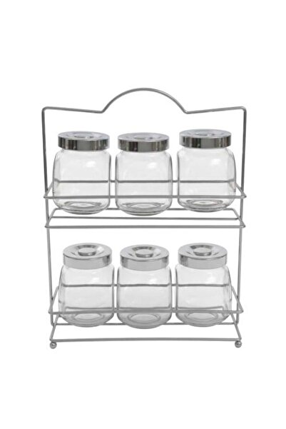 Generic Glass Jar Set with Stand – 1 Set × 7 Pieces