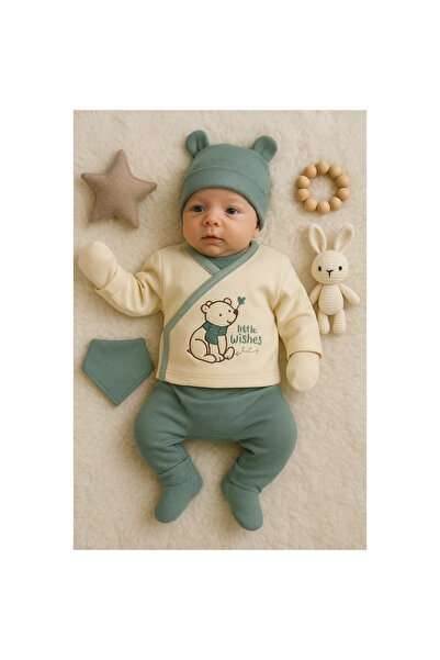 Narnuga Waffle Natural 100% Cotton 5-Piece Baby Boy Hospital Exit Set