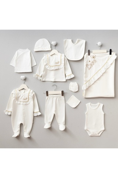 Pugi Baby 100% Cotton Baby Girl Hospital Discharge Set of 10