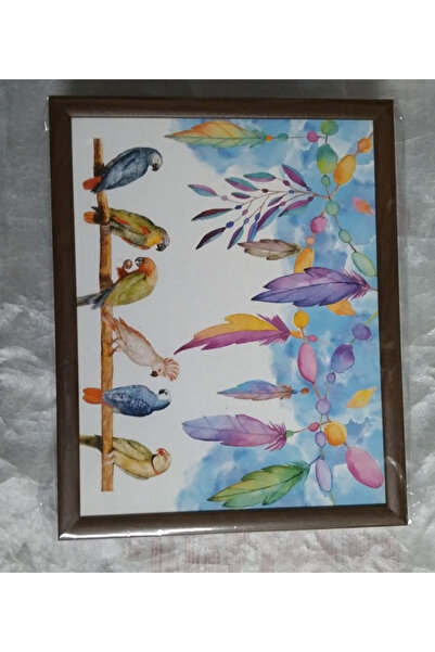 esdekor Colorful Parrots Patterned Enjoyment Tray with Cushion 1 Piece