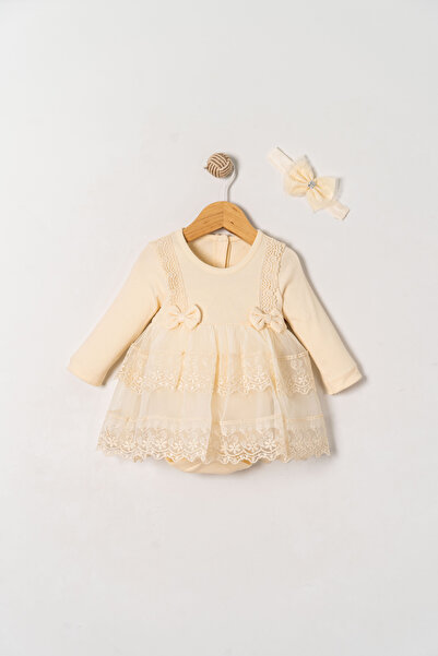 Miniday Baby Baby Girl Mevlütlük Body Dress with Bandana and Lace Newborn Hos...