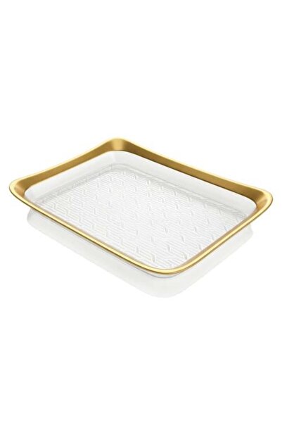 Generic Rectangular Transparent Acrylic Serving Plate with Golden Line