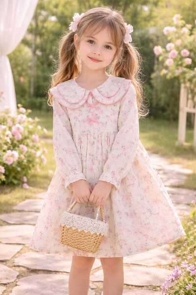 BABY MİHRA Kız Çocuk Çiçek Desenli Elbise