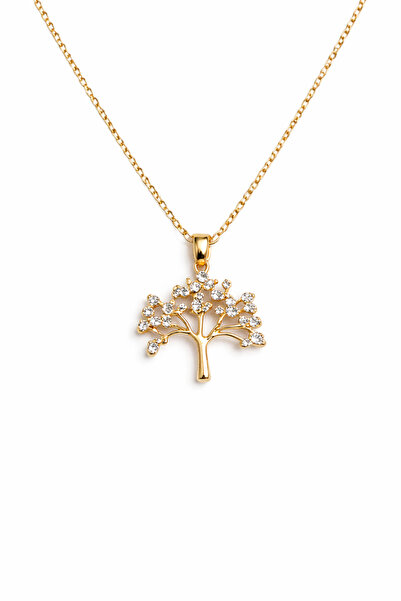 Zeraf Takı Zeraf Minimal Altın Kaplama Hayat Ağacı Taşlı Kadın Kolye
