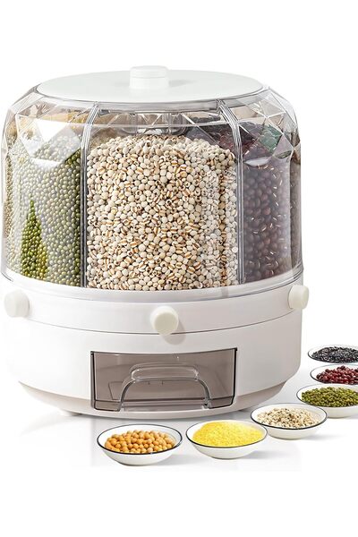 Roomlyne موزع حبوب، حاوية تخزين حبوب وأرز للمطبخ