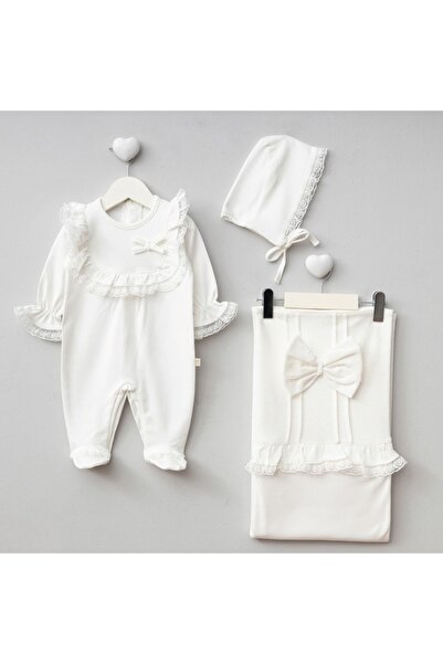 Pugi Baby 100% Cotton Jacquard Baby Girl 3-Piece Hospital Outfit