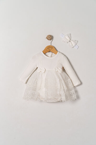 Miniday Baby Baby Girl Mevlütlük Body Dress with Bandana and Lace Newborn Hos...