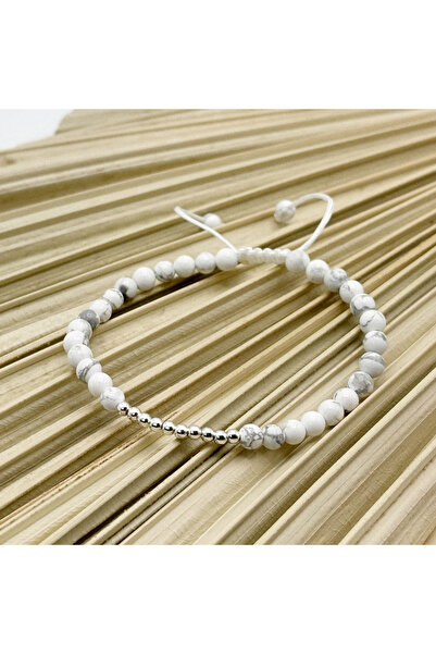 BIJUTERIA NEAGRA Brățară cu argint 925 și mărgele Howlit