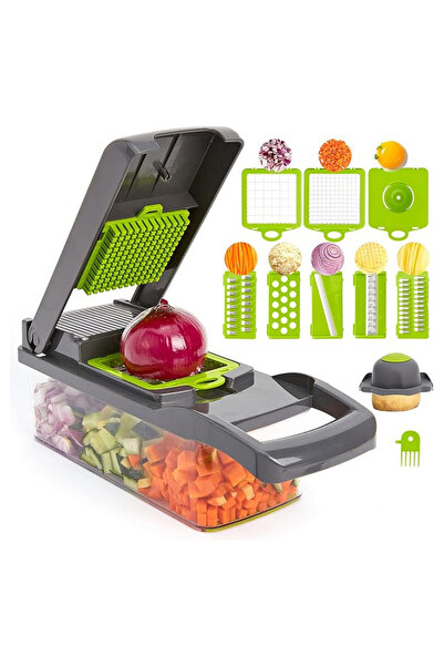 Ch 12-in-1 Multifunctional Vegetable Chopper with Interchangeable Stainless S...