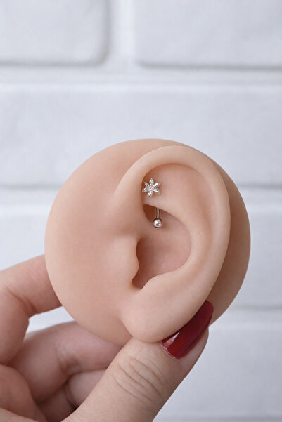 alysa jewelry Cerrahi Çelik Zirkon Taşlı çiçek rook piercing