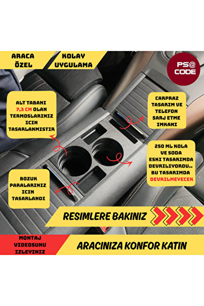 psa code Citroen Berlingo-Peugeot Rifter-Proace City-Fiat Doblo-Opel Combo Uyumlu Orta Konsol Bardaklık