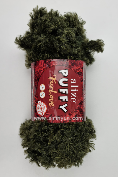 Alize Puffy FurLove Parmakla Örülen Örgü İpi 29-Haki