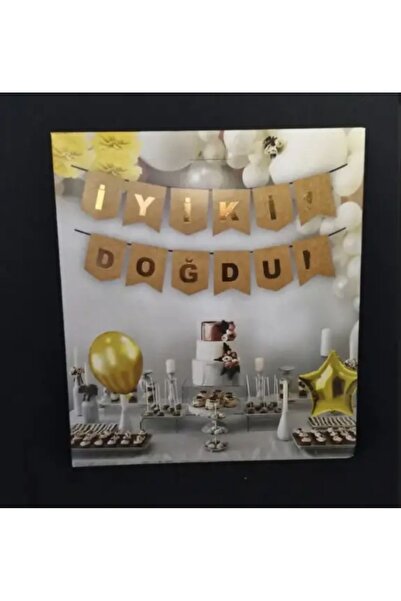 MFM Happy Birthday Gilded Kraft Banner with Gold Lettering
