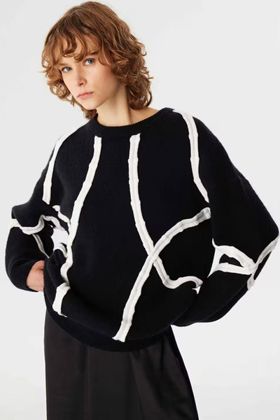 Twist Contrast Striped Midi Dress