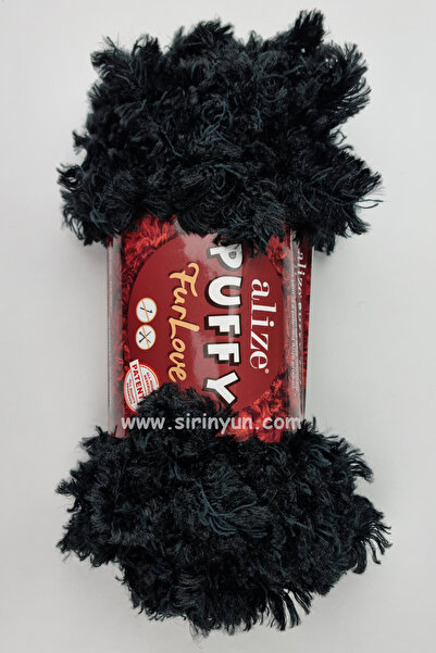 Alize Puffy Furlove Finger Knitting Yarn 60-Black