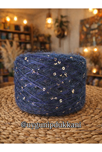 UYGUNİP Pullu Lacivert Moher Örgü İpi