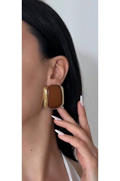 AychaAksesuar Steel Vip Serial Brown Square Pinterest Model Large Vintage Ear...