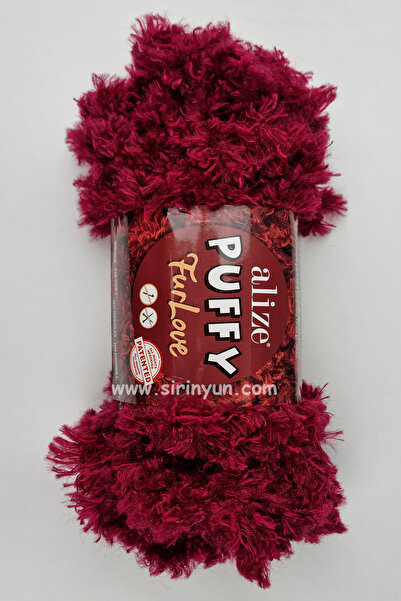 Alize Puffy FurLove Parmakla Örülen Örgü İpi 107-Vişne