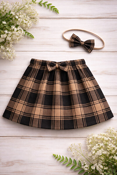 ygz junior Tweed Fabric Skirt Bandana Set