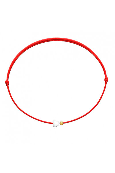 BIJUTERIA NEAGRA Martisor Bracelet with 14K Gold Ball and Mother-of-Pearl Heart