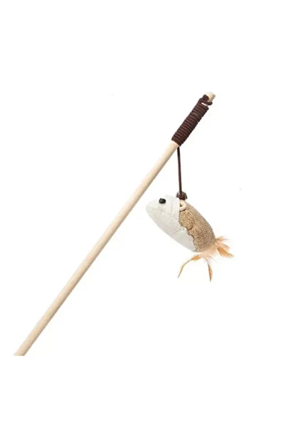 ETT HERŞEYTREND صنارة صيد السمك من الجوت الطبيعي مع رمز وقطيفة على شكل قطة