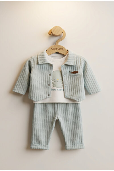 ALYAKİDS Baby Boy Embroidered Collared 3-Piece Combed Cotton Set