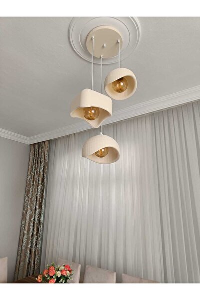 Elmas Print Kumanda Kontrollü 3’lü Beton Görünümlü Sarkıt Avize – Kare Oval &...