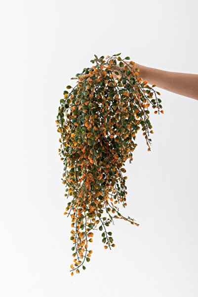Güleç Yapay Çiçek Yapay Japon Şimşir Sarkan 80 Cm 5 Dal Turuncu
