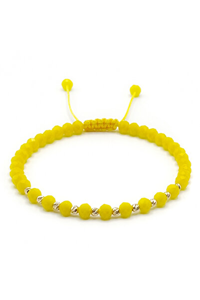 BIJUTERIA NEAGRA Brățară cu 10 bile din aur de 14K și cristale galbene -