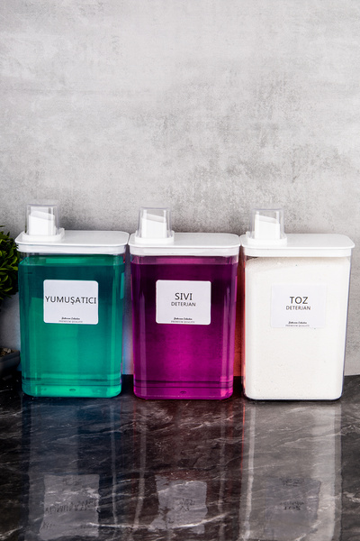 Minya Home مجموعة من 3 حاويات لتخزين المنظفات السائلة والمسحوقية والمنعمات مع...