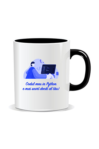 Mug Mania Cana personalizata cu mesaje pentru programatori, Codul meu in Pyth...