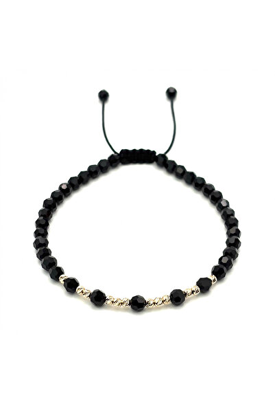 BIJUTERIA NEAGRA Brățară cu 12 bile din aur de 14K și cristale Preciosa