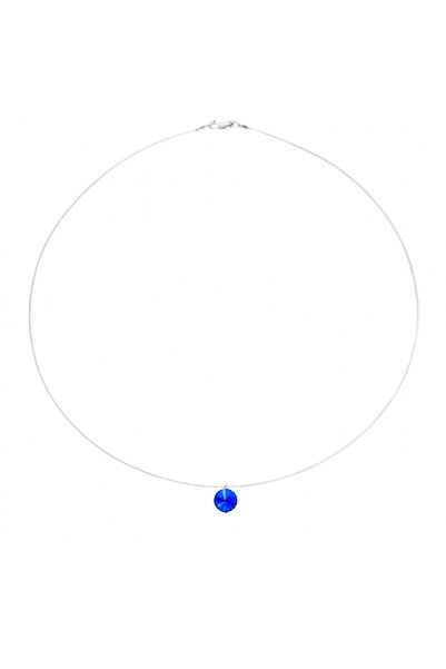 BIJUTERIA NEAGRA Colier din sârmă transparentă cu cristale Swarovski albastre...