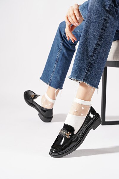 Moda Pie Ressure Ninra Accessory Buckle Women's Ballerinas Black Patent Leather