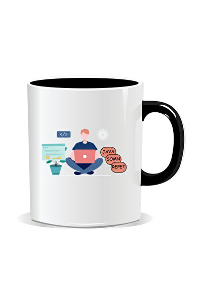 Mug Mania Cana personalizata cu mesaje pentru programatori, Java, Somn, Repet