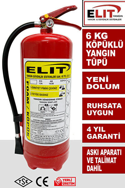 ELİT YANGIN VE GÜVENLİK SİSTEMLERİ 6 Kg Köpüklü Yangın Söndürme Tüpü Ruhsata ...