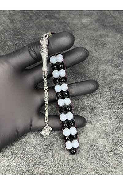 Mos Tespih Zaza Sallamalık Balık Black and White High-End Fan Prayer Beads