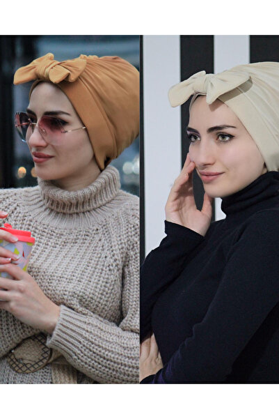 Sahra Şal Dünyası Double Bowknot Bonnet Suitable for Casual and Pool Use